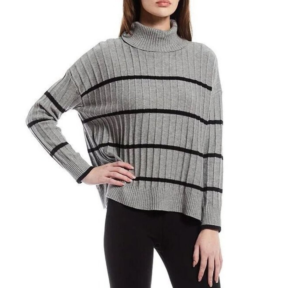 Statement Sweater Womens Adult Large Ribbed Stripe Top Grey By Calvin Klein